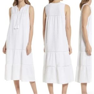 NWT Tommy Bahama Midi Dress Women’s XS White Sleeveless Eyelet Ruffle $168